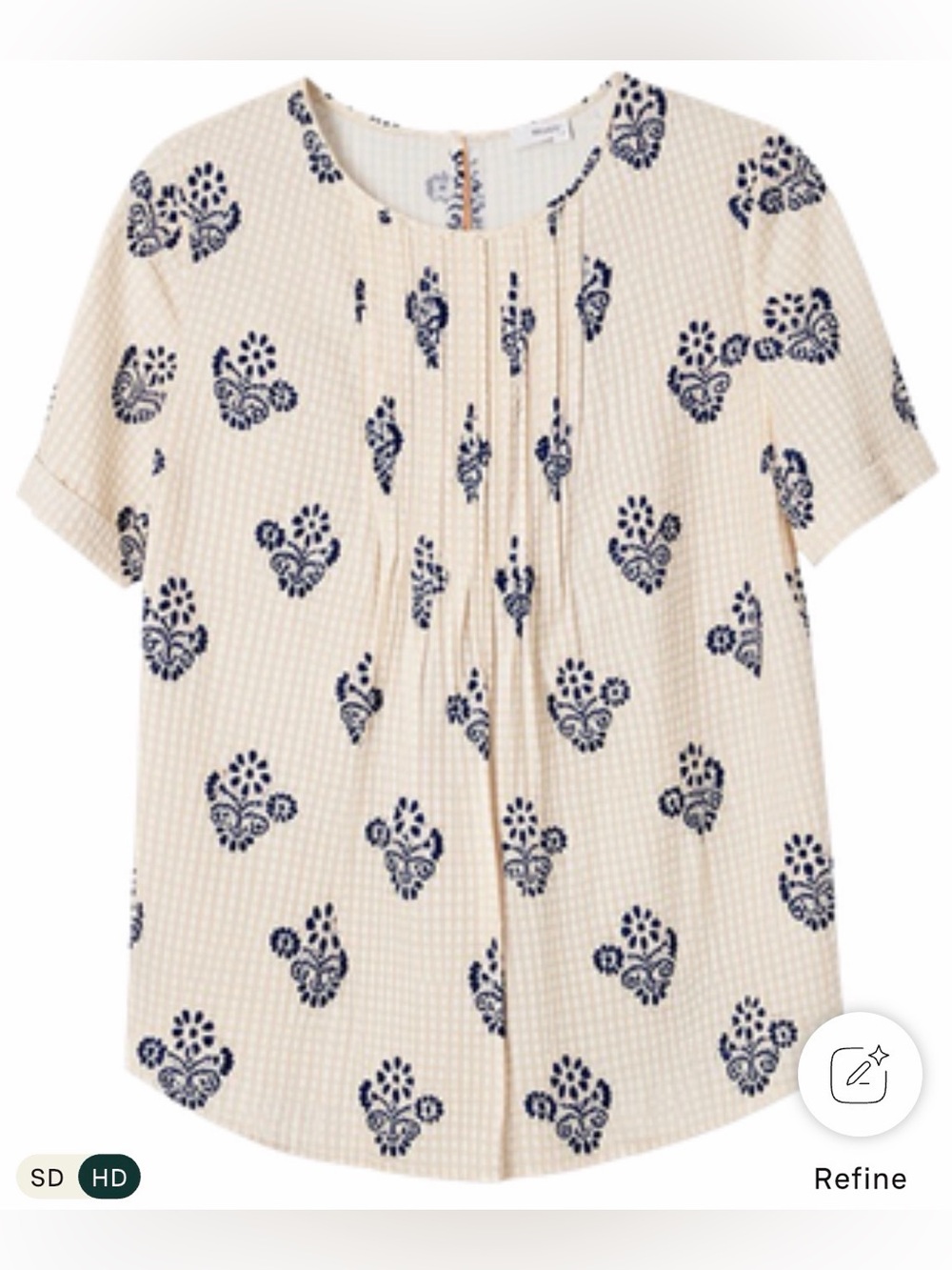 Madewell Cream Blouse with Navy Floral Print